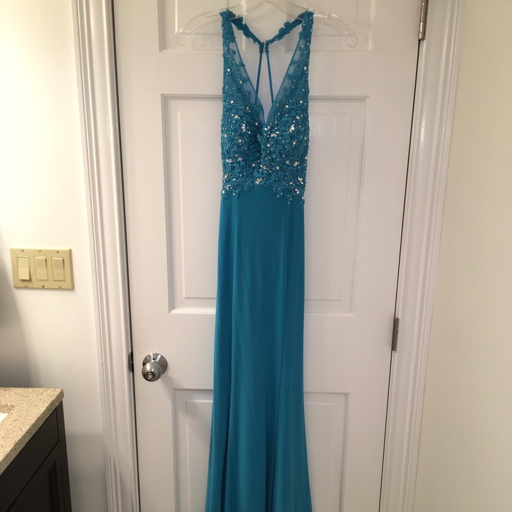Blue Sequence Prom Dress